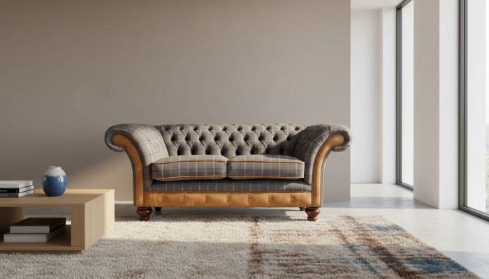 Canapé Chesterfield 2 places Canapé design Trois places Meubles de luxe Style Textile Canapés