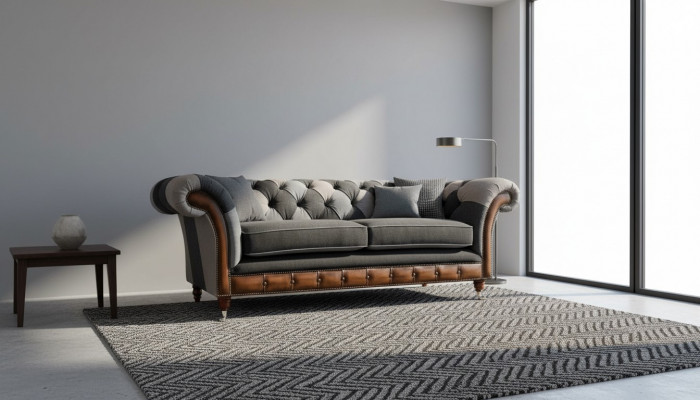 Design Fauteuil Canapé 3 places Luxe Classique Textile Chesterfield