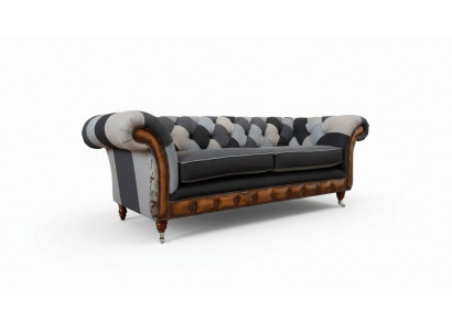 Design Fauteuil Canapé 3 places Luxe Classique Textile Chesterfield