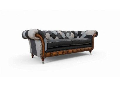 Design Fauteuil Canapé 3 places Luxe Classique Textile Chesterfield