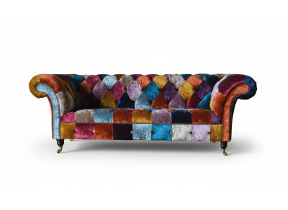 Canapé Chesterfield en tissu Canapé Rembourrage Canapé en tissu de luxe 3 places Design