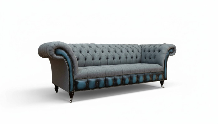 Canapé Chesterfield Tissu Designer Canapés Canapé Suite Trois Places Gris