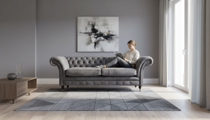 Canapé rembourré design 3 places Luxe Classique en tissu Chesterfield
