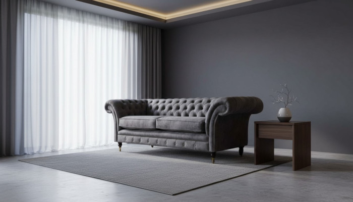 Canapé rembourré design 3 places Luxe Classique en tissu Chesterfield