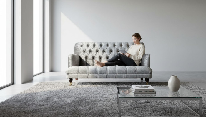 Canapé design 3 places Chesterfield Canapé Tissu Design Salon nouveau