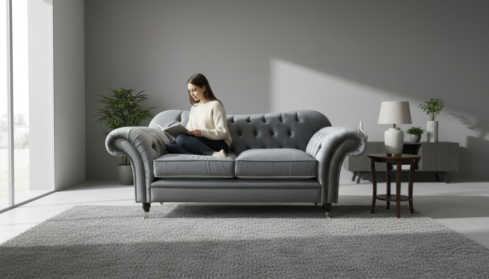 Canapé Chesterfield 2 places Canapés Designer Canapés Gris nouveaux
