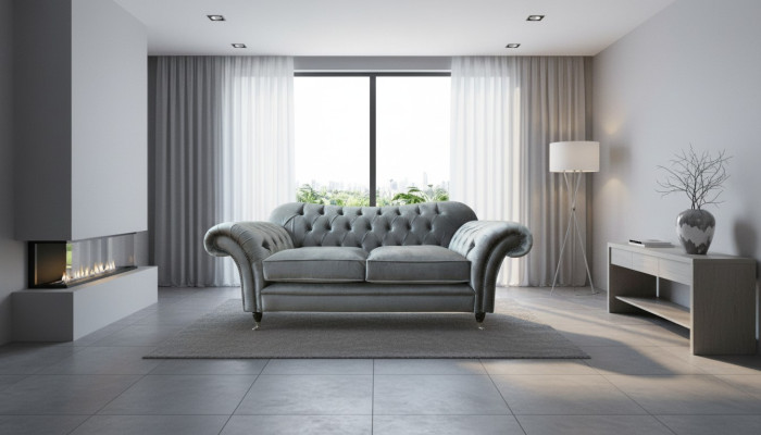 Canapé Chesterfield 2 places Canapés Designer Canapés Gris nouveaux