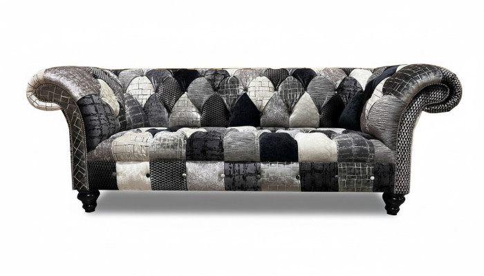 Canapé en velours luxueux au design Chesterfield avec des carreaux colorés