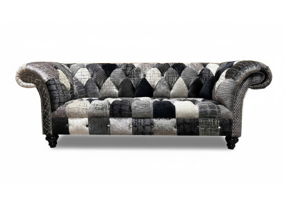 Canapé en velours luxueux au design Chesterfield avec des carreaux colorés