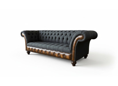 Conception canapé noir 3 places Chesterfield Tissu Canapé Rembourrage neuf