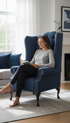 Chesterfield Fauteuil à Ailes Fauteuil Relax Tissu d'Ameublement en Tissu 1 Place