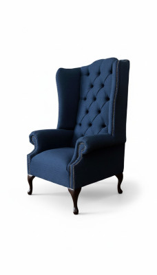 Chesterfield Fauteuil à Ailes Fauteuil Relax Tissu d'Ameublement en Tissu 1 Place