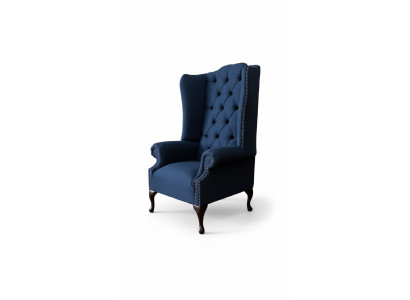 Chesterfield Fauteuil à Ailes Fauteuil Relax Tissu d'Ameublement en Tissu 1 Place