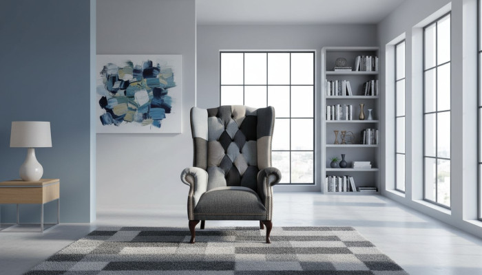 Fauteuil Chesterfield à ailes Canapé Fauteuil Tissu Canapé 1 Place Textile