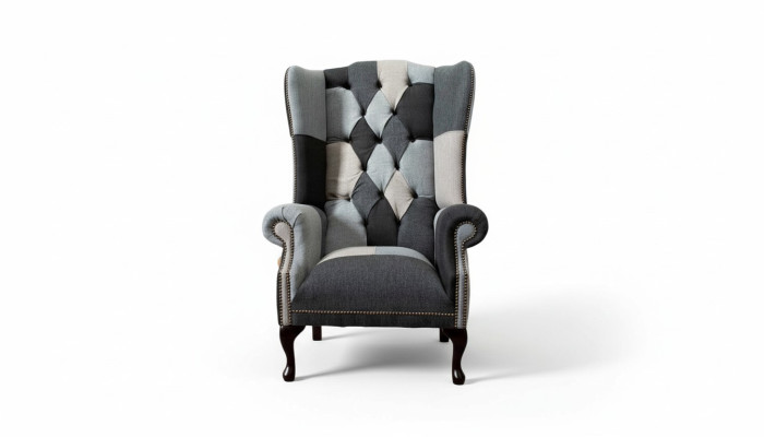Fauteuil Chesterfield à ailes Canapé Fauteuil Tissu Canapé 1 Place Textile