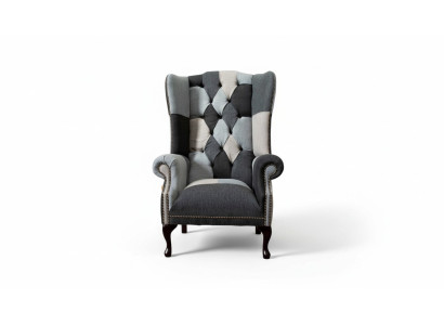 Fauteuil Chesterfield à ailes Canapé Fauteuil Tissu Canapé 1 Place Textile