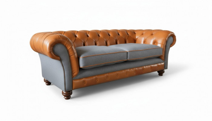 Luxueux canapé en faux cuir de design Chesterfield 3 places avec trois sièges