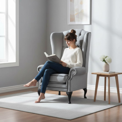 Fauteuil Chesterfield à ailes 1 place Fauteuil en tissu Canapé Neuf
