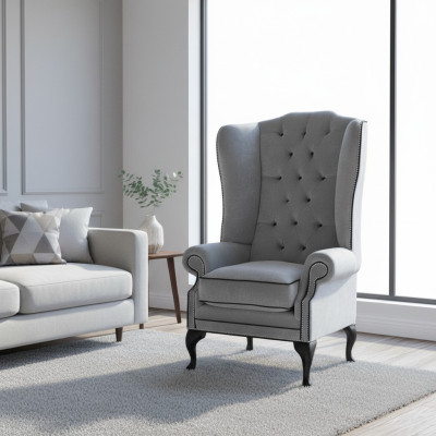 Fauteuil Chesterfield à ailes 1 place Fauteuil en tissu Canapé Neuf