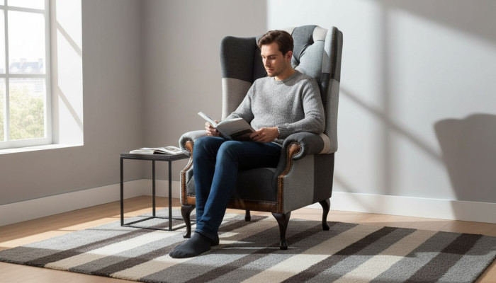 Chesterfield Fauteuil à aile Fauteuil d'appoint 1 place Canapé Tissu d'ameublement nouveau