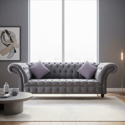 Canapé 3 places Chesterfield en tissu textile Canapé Rembourrage de canapé neuf