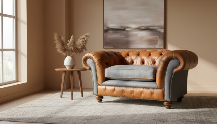 Fauteuil Chesterfield Design Canapé Canapés 1 Place Tissu Neuf