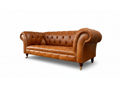 Canapé Cognac 3 places Canapés rembourrés Design Meubles de luxe Canapés en cuir Trois places