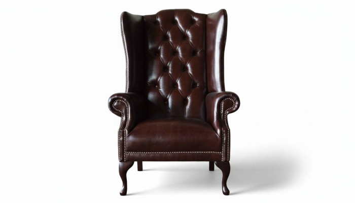 Fauteuil 1 place Marron Salon Cuir Design Chesterfield Fauteuil aile