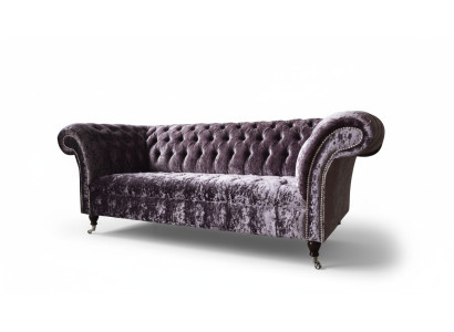 Canapé Chesterfield en tissu de velours de design de meuble de sofa 3 places violet