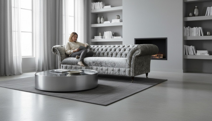 Trois places Chesterfield Canapé Velours Canapés Salon neuf