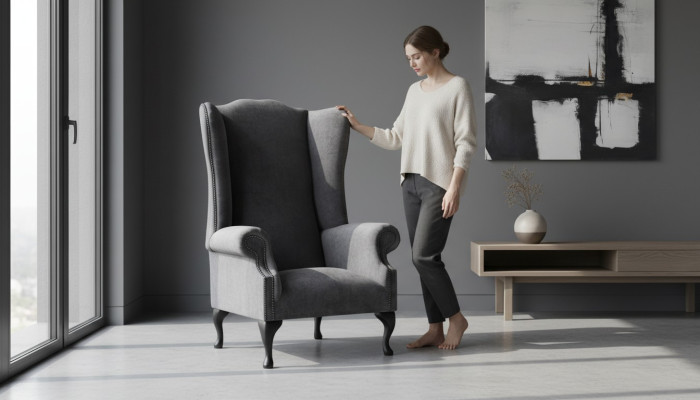 Fauteuil à ailes canapé design rembourré Chesterfield Canapé Chesterfield Meuble textile