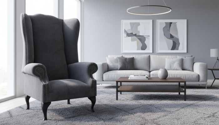 Fauteuil à ailes canapé design rembourré Chesterfield Canapé Chesterfield Meuble textile