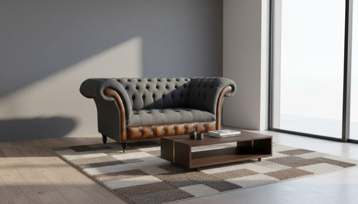 Conception Chesterfield Tissu Canapé Fauteuil 1,5 Places Canapé Fauteuil Rembourré Salons