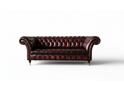 Canapé 3 places en cuir Chesterfield brun, canapé designer, sellerie de luxe, neuf.