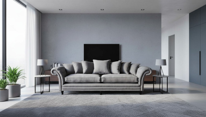 Canapé Chesterfield Rembourrage Sofas Canapé Classique 4 Places Canapés Gris