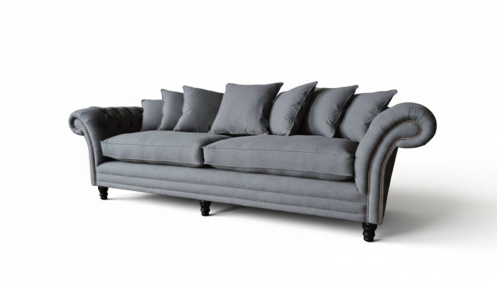Canapé Chesterfield Rembourrage Sofas Canapé Classique 4 Places Canapés Gris