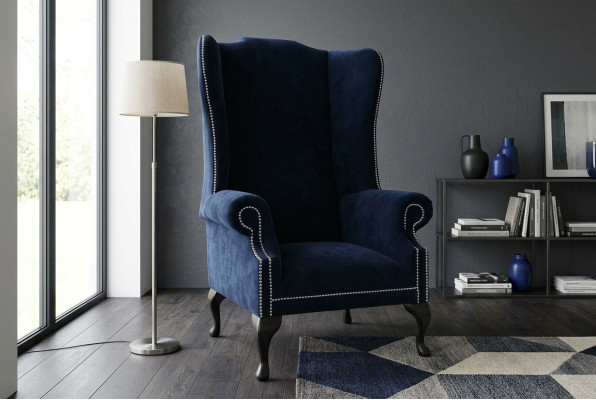 Fauteuil Chesterfield à ailes Design Luxueux Canapés en Tissu Textile 1 Place Tapisserie