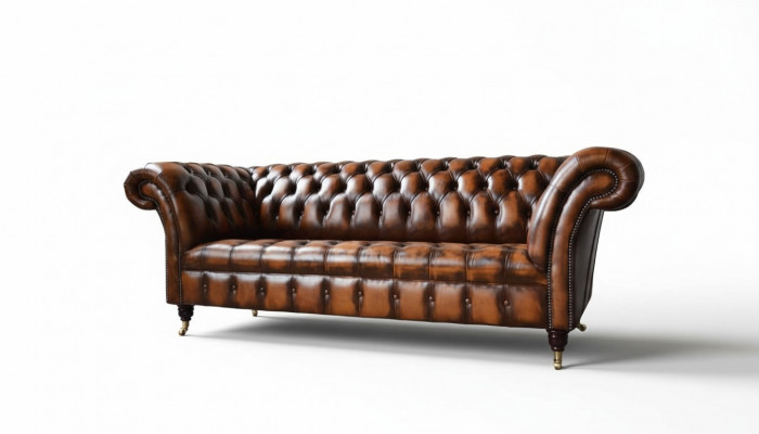Chesterfield Canapé 3 places Canapé en cuir Canapé Rembourré Siège Canapé Marron Nouveau