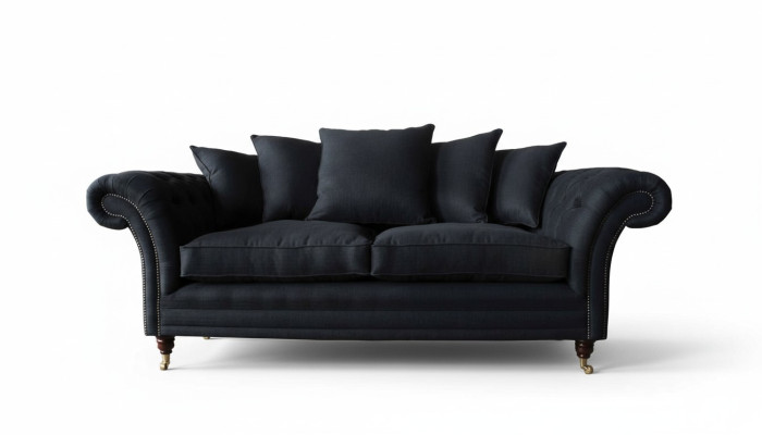 Canapé en tissu textile Canapé 3 places Siège de designer Rembourrage noir xxl grand