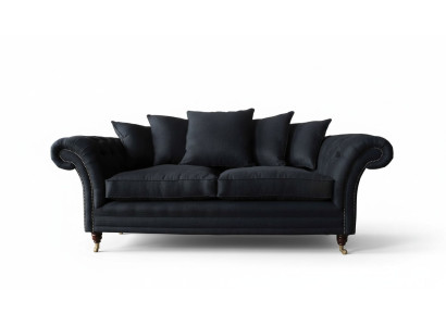 Canapé en tissu textile Canapé 3 places Siège de designer Rembourrage noir xxl grand