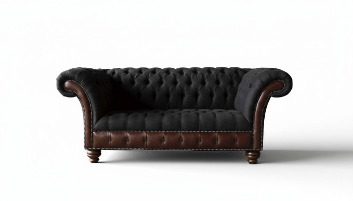 Canapé 2 places Canapé Rembourrage Tissu Sofa Chesterfield Gris neuf