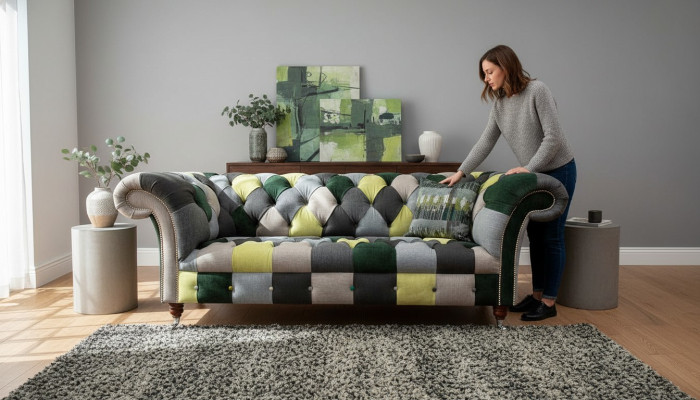 Beau canapé Chesterfield élégant 3 places pour le salon
