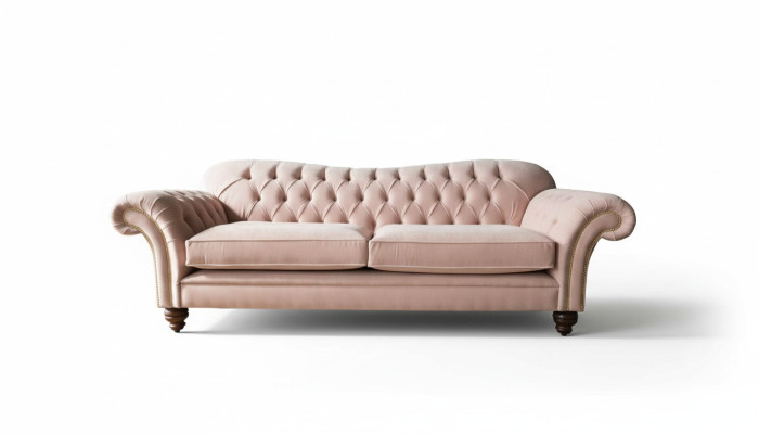 Canapé 3 places Chesterfield Canapé Siège Tissu Canapé Rose Rembourrage