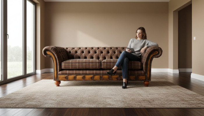Chesterfield canapé 3 places Tissu d'ameublement Canapés Canapé de salon neuf
