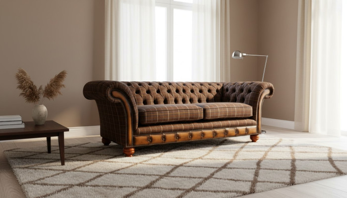 Chesterfield canapé 3 places Tissu d'ameublement Canapés Canapé de salon neuf