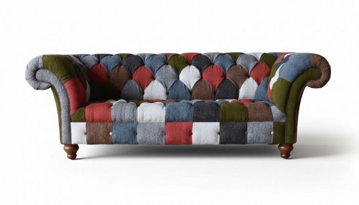 Canapé Chesterfield 3 places Siège rembourré Tissu multicolore Sofa
