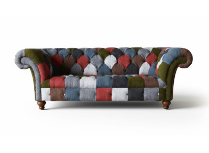 Canapé Chesterfield 3 places Siège rembourré Tissu multicolore Sofa