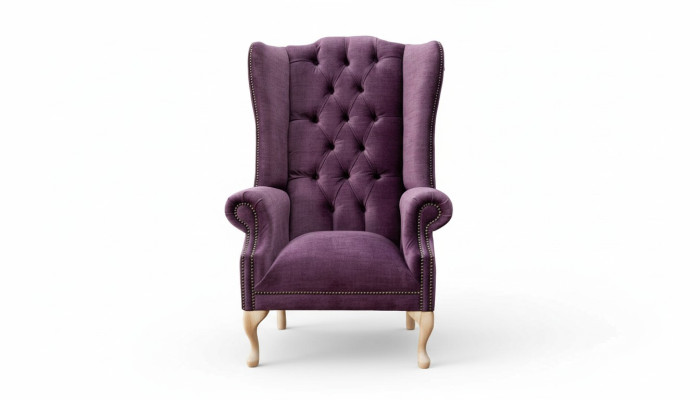 Fauteuil à oreilles en textile design, canapés 1 place avec rembourrage Chesterfield.