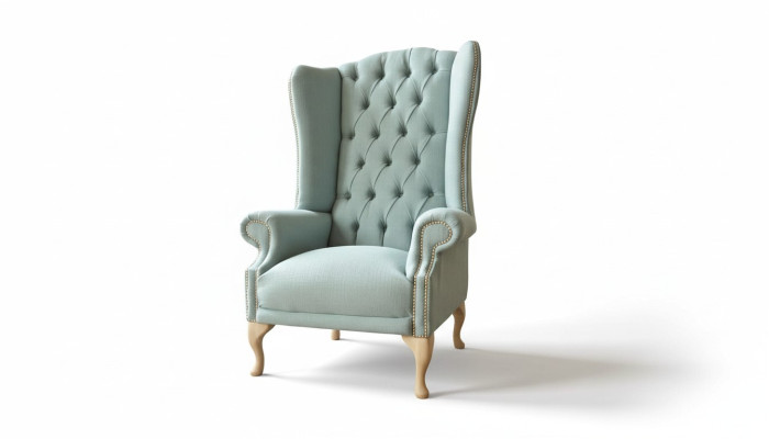 Fauteuil à ailes Fauteuil design Rembourrage Blanc Canapé Chesterfield Tissu neuf