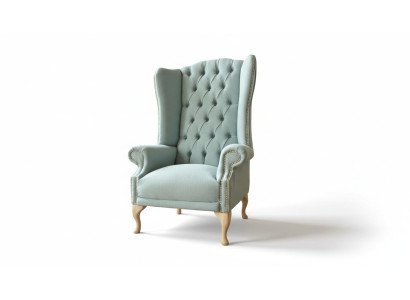 Fauteuil à ailes Fauteuil design Rembourrage Blanc Canapé Chesterfield Tissu neuf